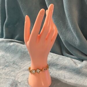 Elegant Gold and White Stainless Steel Bracelet